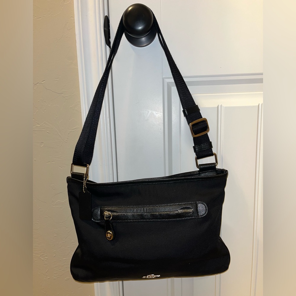 Coach Nylon Crossbody Shoulder Bag 36707 Black/Gold Tone